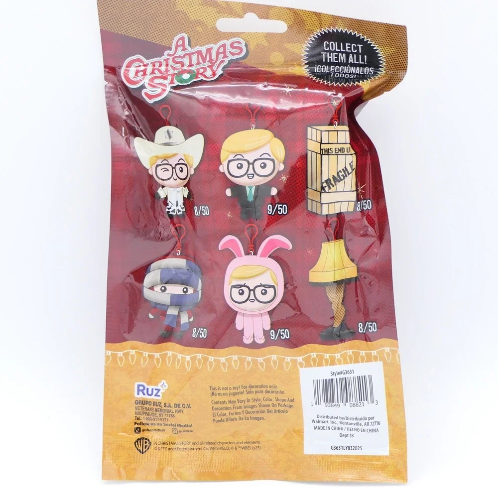 Ruz A Christmas Story Collectible Plush Clip Blind Bag 6 Pack Sealed For Ages 2+
